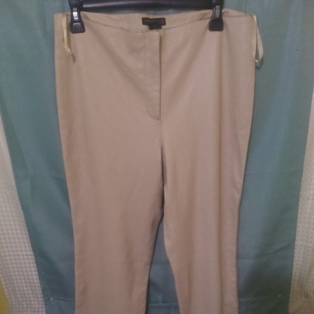 Kenneth Cole New York, Boot Cut Leather Pants, Cream, size 10